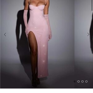 Pink Sleeveless Sweetheart Gown with Slit